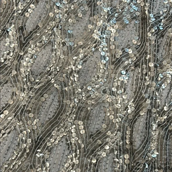 Gold Hawk 100% Silk Silver Sequin Dress Size Medium